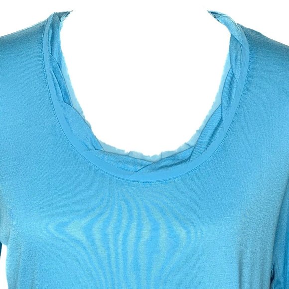 Soft Surroundings Half Sleeve Tunic Top Blue Size Medium Raw Edges - Picture 3 of 8